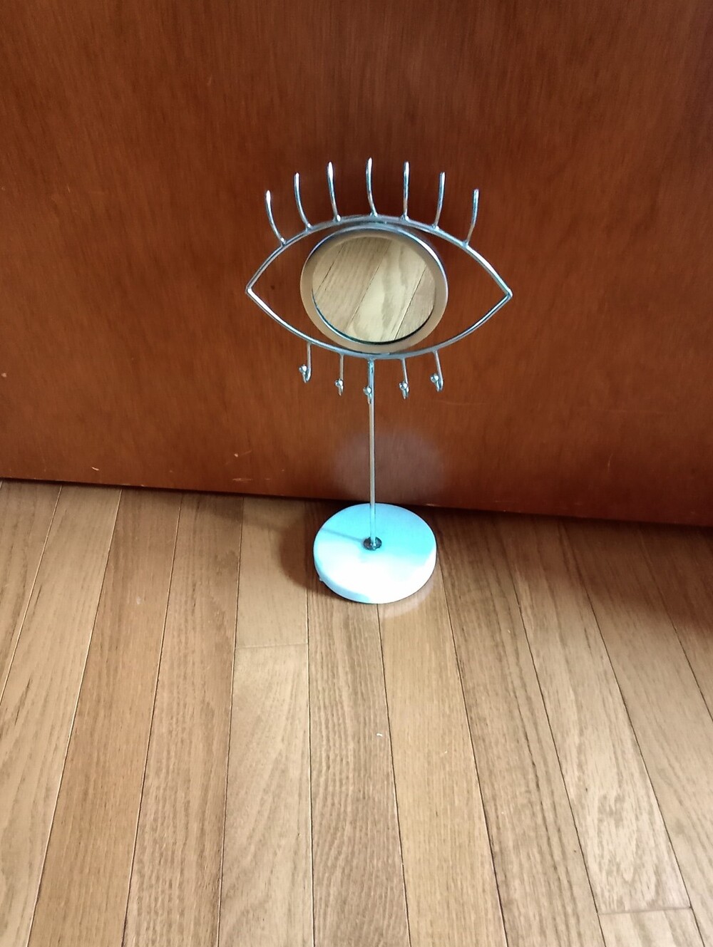 Eye-Shaped Jewelry Stand with Marble Base - Silver